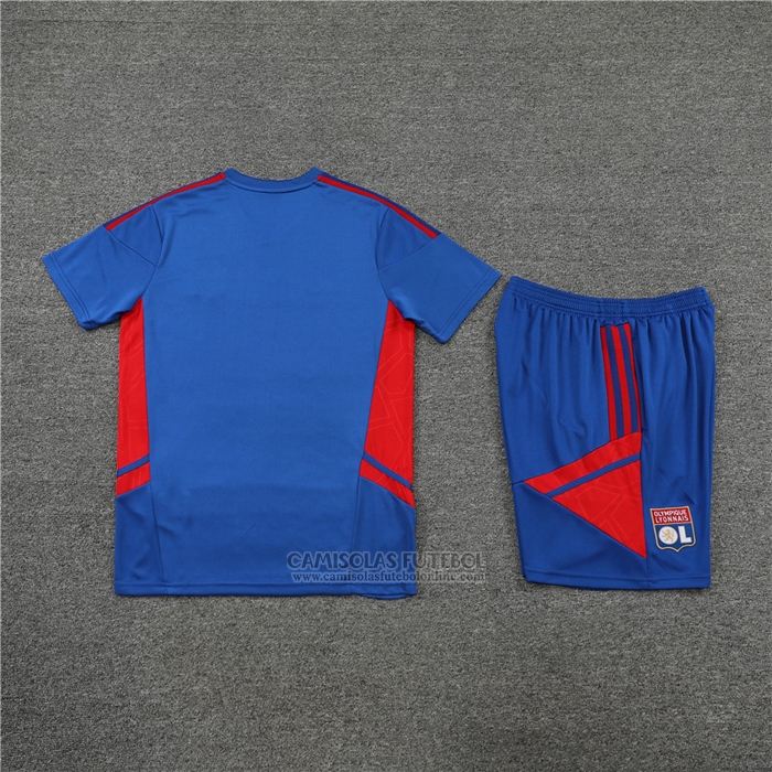 Fato de Treino Lyon Manga Curta 2022-2023 Azul - Calcas Curta